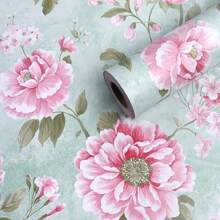 1 Roll Pink Peony Pattern Self-Adhesive Wallpaper, Easy To Peel And Stick, Waterproof And Removable, For Living Room, Kitchen, Bedroom, Dorm, Outdoor Garden Decor, Furniture Renovation, Aesthetic Wallpaper Room Decor Home Decor Wall Decor Bathroom Decor Bedroom Decor Room Decoration Stuff Living Room Decor House Decor Home Decor Living Room Wall Paper Stickers
