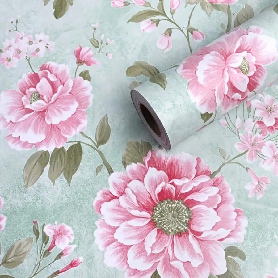 1 Roll Pink Peony Pattern Self-Adhesive Wallpaper, Easy To Peel And Stick, Waterproof And Removable, For Living Room, Kitchen, Bedroom, Dorm, Outdoor Garden Decor, Furniture Renovation, Aesthetic Wallpaper Room Decor Home Decor Wall Decor Bathroom Decor Bedroom Decor Room Decoration Stuff Living Room Decor House Decor Home Decor Living Room Wall Paper Stickers