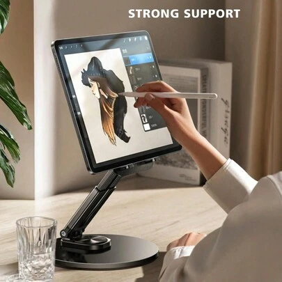 Giá đỡ máy tính bảng, điện thoại, laptop đế kim loại xoay 360° - Thiết kế thông minh, giá đỡ để bàn di động tiện dụng cho việc đọc và học tập.