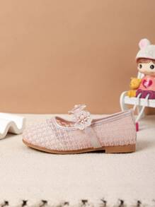 Zapatos planos suaves de niña Zantong color rosa con crisantemo pequeño, zapatos para baile de ballet y latino para princesitas, zapatos planos de verano de malla transpirable rosa para niñas para uso diario, regalo de cumpleaños apropiado para niños/estudiantes