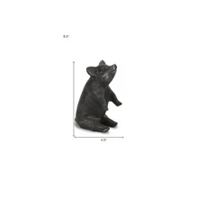 8" Black Rustic Metal Pig Figurine - Black - View 9