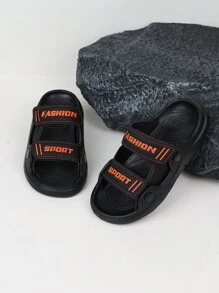 1 Paar Schwarze Anti-Rutsch Outdoor Sandalen für Kleinkind/Kinder, Soft-Sohle Lässig Strandschuhe für Jungen und Mädchen - Schwarz - Übersicht 1