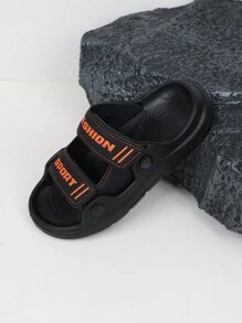 1 Paar Schwarze Anti-Rutsch Outdoor Sandalen für Kleinkind/Kinder, Soft-Sohle Lässig Strandschuhe für Jungen und Mädchen - Schwarz - Übersicht 7