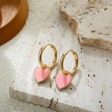 一对锌合金油滴心形吊坠耳环 - 吊墜耳環 - 查看 1