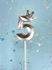 1pc Creative Colorful Crown & Number Design Wax Candle, Decorative Candles For Party