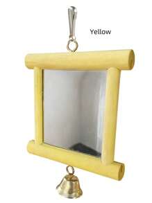 1pc Parrot Biting Wooden Color Bell Decor Mirror Toy - Multicolor - View 8