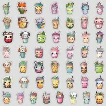 50PCS Boba Tea Stickers Cute Cartoon Stickers Boba Milk Tea Merch Boba Tea Gifts Merch Boba Tea Decal Funny Boba Tea Vinyl Waterproof Stickers For Laptop,Bumper,Skateboard,Water Bottles,Computer,Phone,Bobs Burgers Stickers,Ice Cream Stickers,Twisted Tea Sticker - Multicolor - View 3