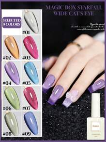 9 Color Options, 12ML Per Bottle, Golden Autumn And Winter Christmas, Aurora, Rainbow Mermaid, Ji Magic Box, Wide Cat's Eye, Cat's Eye Nail Polish Glue, 2025 New Porcelain Gold Popping Nail Polish, Crystal Porcelain White Glass Beads, Cat's Eye Nail Art, Suitable For All Women, Shopping, Dating, Commuting, Home DIY Nail Salon, With LDE Light, Ultraviolet Primer, Cover Glue, Use