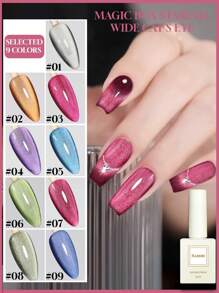 9 Color Options, 12ML Per Bottle, Golden Autumn And Winter Christmas, Aurora, Rainbow Mermaid, Ji Magic Box, Wide Cat's Eye, Cat's Eye Nail Polish Glue, 2025 New Porcelain Gold Popping Nail Polish, Crystal Porcelain White Glass Beads, Cat's Eye Nail Art, Suitable For All Women, Shopping, Dating, Commuting, Home DIY Nail Salon, With LDE Light, Ultraviolet Primer, Cover Glue, Use