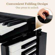 88-Key Folding Electric Piano Keyboard Semi Weighted Full Size MIDI Black - View 5
