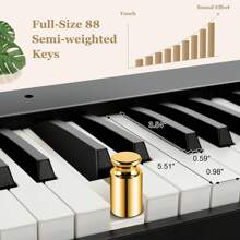 88-Key Folding Electric Piano Keyboard Semi Weighted Full Size MIDI Black - View 4