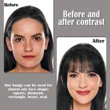 人发发带刘海自然造型编织发带，带刘海，人发发带刘海发饰，适合女士女孩的人发发带刘海延长 - Natural Black - 查看 4