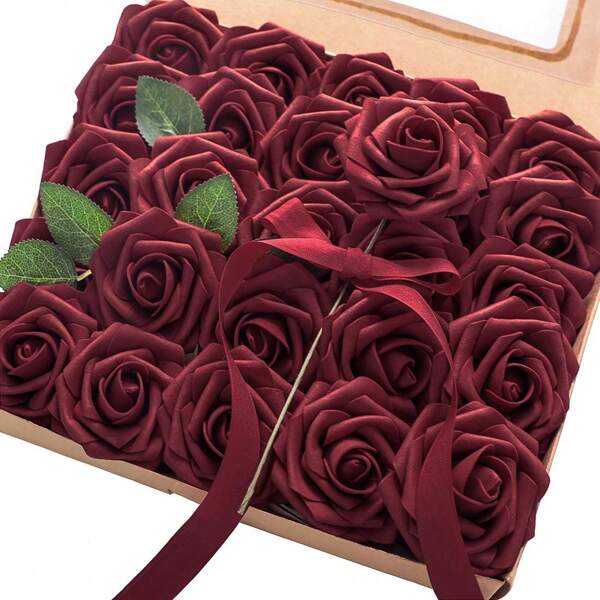50 pezzi di Rose artificiali grandi da 8cm, rose in schiuma con steli, rose finte per bouquet da sposa fai-da-te, centrotavola, decorazioni floreali fai-da-te, addobbi per feste e decorazioni per la casa