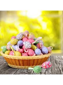 10pcs Outus Easter Hanging Egg Ornaments - Contemporary Style Paper Mache And Foam Eggs For DIY Crafts, Home & Party Decor - Oval Shaped Easter Tree Pendants With Assorted Designs, Non-Electrical