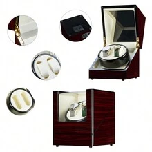 Double Watch Winder Automatic Rotation Wood Display Case Storage Organizer - Multicolor - View 5