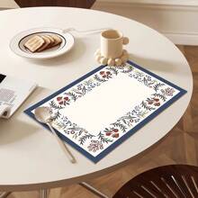 法式复古花卉 PU 餐垫，防油防水，适合家庭使用，可清洗