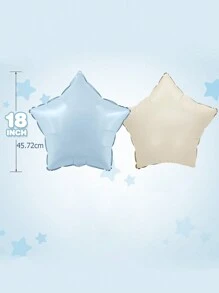 5/10个蓝白星形气球，18英寸大号米白色氦气球，适合生日周年纪念派对装饰 - 藍白色 - 查看 2