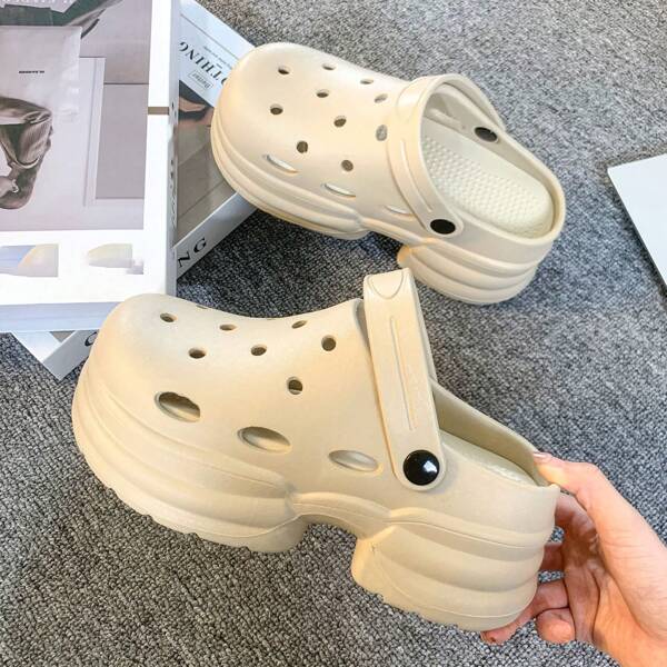 BOREY 2024 New Summer Hole Shoes Thick Sole EVA Feet Feeling Couple Increase Anti Slip Slippers Fashion Sandals