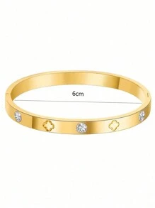 1 pulsera de moda de acero inoxidable con incrustaciones de diamantes de imitación para mujeres, adecuada para uso diario