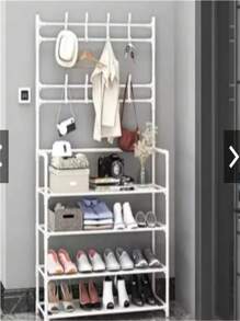 4/5 Layers New Multifunctional Storage Rack For Shoes And Hats, Simple Integrated Clothes Hanger - trắng - Xem 1