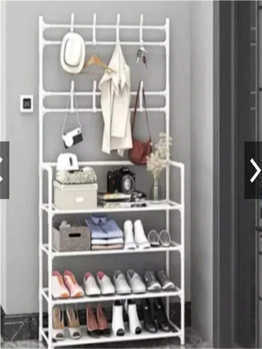 4/5 Layers New Multifunctional Storage Rack For Shoes And Hats, Simple Integrated Clothes Hanger - trắng - Xem 1
