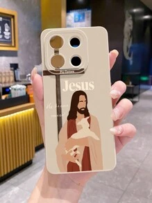 1 pieza Funda de teléfono con patrón de Jesús cargando un cordero, cubierta protectora anti-caídas compatible con Apple, compatible con Galaxy, compatible con Infinix, compatible con Redmi, compatible con OPPO, compatible con VIVO, compatible con Realme, a prueba de agua, a prueba de golpes, resistente a los arañazos, versión internacional, no la versión nacional - Beis - Ver 3