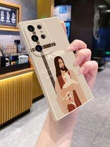1 pieza Funda de teléfono con patrón de Jesús cargando un cordero, cubierta protectora anti-caídas compatible con Apple, compatible con Galaxy, compatible con Infinix, compatible con Redmi, compatible con OPPO, compatible con VIVO, compatible con Realme, a prueba de agua, a prueba de golpes, resistente a los arañazos, versión internacional, no la versión nacional - Beis - Ver 5