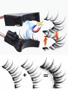 MAGEFY 1 Pair CC Curl Manga Reusable Magnetic Suction False Eyelash Kit,Equipped With Magnetic Clips,Natural Looking, 3D Natural Spiky Manga Lashes Fluffy Wispy Soft Lashes Fake Eyelashes False Eyelashes Strip,Comic Pointed Tail Style Style, Magnetic Lashes, End Eye Elongated Faux Mink Strip Lashes, Suitable For Parties Or Gift For Women&Girls, Ultra-Light Lashes Package - 尖尾漫畫款 - 查看 3