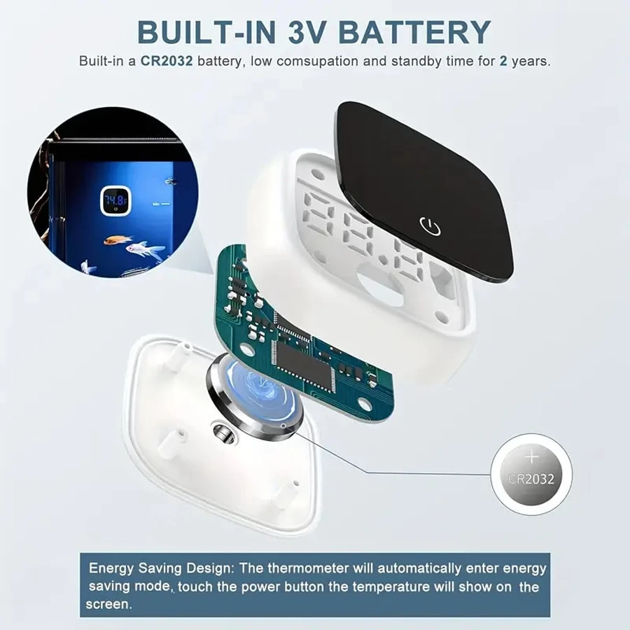 5 Stück Aquarium Digital Thermometer - Wasserdicht Mit 2m Kabel