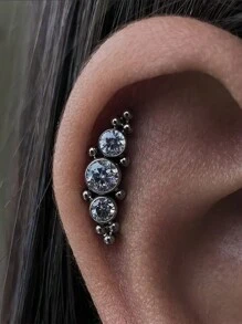 1 pièce Boucle d'oreille en titane G23 et F136 avec strass, anneau de lèvre à filetage interne 16G, bijoux pour piercings