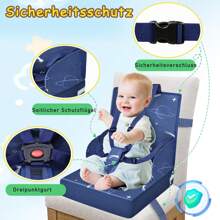 YARDIN Sitzerhöhung Stuhl Tragbare Boostersitz Kindersitz aus Wasserdichtem Oxford-Stoff Kinder Sitzerhöhung mit Rückenlehne und Sicherheitsgurt Sitzkissen für Babys von 6-36 Monaten, Grau/ Blau