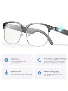 Ai Translation Glasses With More Than 144 Lanquages Real Time Translation And Touch, Voice Assistant,Antiblue Light, Smart Music Glasses, Great For Businees, Travel Or Overseas Students, Black,Perfect For Christmas, Spring Festival And Other Holiday Gifts For Boyfriends. - Multicolor - View 5