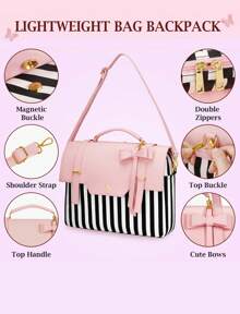MATEIN Briefcase For Women, 15.6 Inch Convertible Laptop Briefcase Backpack With Bow, Cute Messenger Bag, Kawaii Bag, Computer Messenger Crossbody Laptop Tote Bag Carrying Case, Laptop Bag For Women Girlfriend Wife, Pink Laptop Bag, Small Messenger Bag For Women, Messenger Bag Cute,Suitable For College Work Travel, Pink