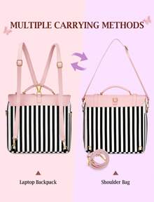 MATEIN Briefcase For Women, 15.6 Inch Convertible Laptop Briefcase Backpack With Bow, Cute Messenger Bag, Kawaii Bag, Computer Messenger Crossbody Laptop Tote Bag Carrying Case, Laptop Bag For Women Girlfriend Wife, Pink Laptop Bag, Small Messenger Bag For Women, Messenger Bag Cute,Suitable For College Work Travel, Pink