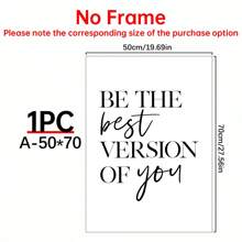 1pc Wall Art Prints, Be The Best Version Of You, Home Decor, Inspirational Quotes, Bedroom Living Room Hallway Decoration,Vintage Motivational Posters,Wall Arts Decorative Murals, Home Decor, Poster Art,Canvas Wall Poster Gifts Birthday Graduation
