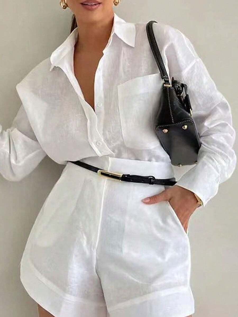 Jordyn | Women’s Shirt Collar Button-Front Short Set