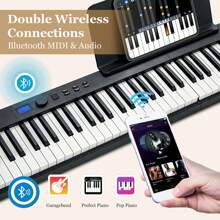 88-Key Folding Electric Piano Keyboard Semi Weighted Full Size MIDI Black - View 7