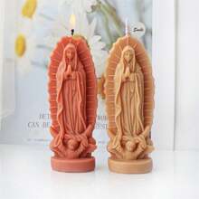 Angel Virgin Mary Statue Candle Silicone Mold Virgin Mother Portrait Home Ornament Plaster Mold DIY Prayer Madonna Candle Mold Holiday Decoration Tool - White - View 9