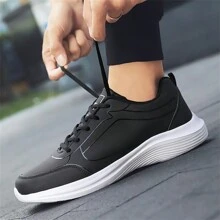 Tênis Casuais com Cadarço para Homens - Tênis Leves de Cano Baixo Respiráveis com Forro de Tela - Design Sólido em Bloco de Cores, Adequado para Verão Casual de Adolescente, Esporte ao Ar Livre, Viagens de Férias, Presentes de Formatura ou Acessórios de Vestimenta de Aniversário