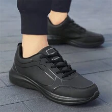 Tênis Casuais com Cadarço para Homens - Tênis Leves de Cano Baixo Respiráveis com Forro de Tela - Design Sólido em Bloco de Cores, Adequado para Verão Casual de Adolescente, Esporte ao Ar Livre, Viagens de Férias, Presentes de Formatura ou Acessórios de Vestimenta de Aniversário