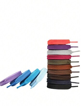 Cordones planos de poliéster gruesos y de doble capa, huecos y de colores, compatibles con zapatillas, zapatos de lona y calzado deportivo