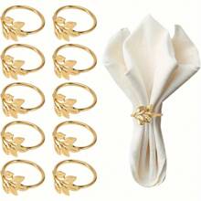 10pcs Gold Napkin Rings - Zinc Alloy, Resistant To Bending And Temperature, Cold-Resistant, Smooth Edges, Easy To Clean, Reusable, Suitable For Weddings, Parties, Holidays, Dining Table Decor And Special Events - Gold - View 1