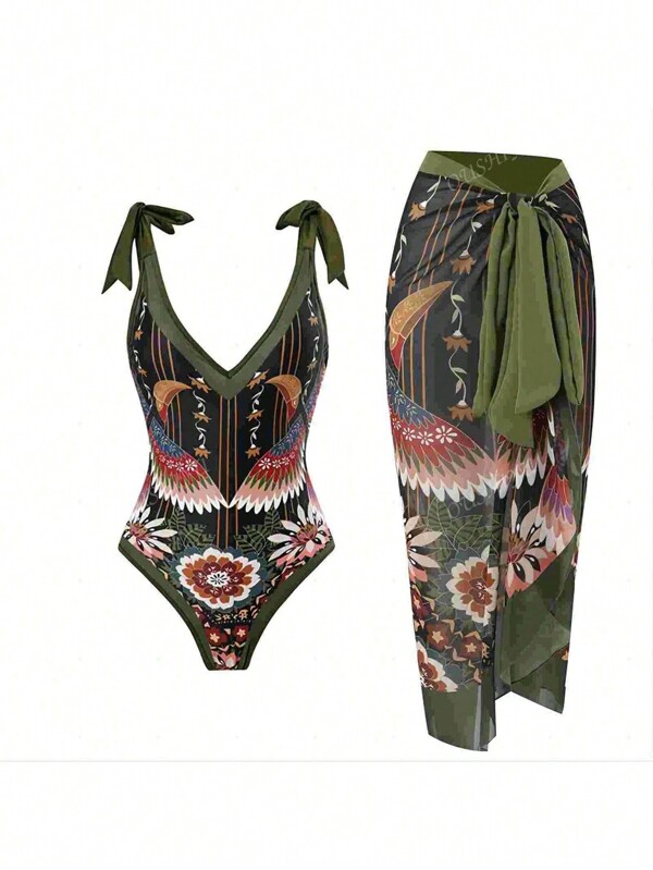 Traje de baño de una pieza de estilo conservador europeo y americano, estilizador de abdomen, adecuado para la playa, aguas termales, con aspecto vintage francés, para vacaciones de verano