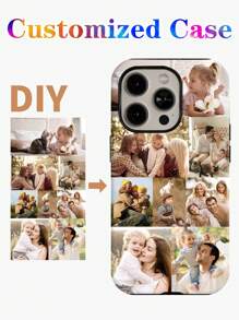 Funda personalizada para teléfono con un solo clic - Personaliza 9 fotos conmemorativas, funda de teléfono personal con fotos de familia y amigos, funda protectora para teléfono con fotos compatible con iPhone 11/12/13/14/15/16 Pro Max - Multicolor - Ver 4