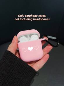 Wedding Pink Heart Print Airpods Pro (2nd Generation), Airpods 3, Airpods Pro, Airpods 1/2, Airpods 4 Earphones Case, Comes With 1 Earphone Case Hook