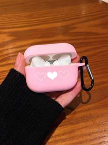 Wedding Pink Heart Print Airpods Pro (2nd Generation), Airpods 3, Airpods Pro, Airpods 1/2, Airpods 4 Earphones Case, Comes With 1 Earphone Case Hook
