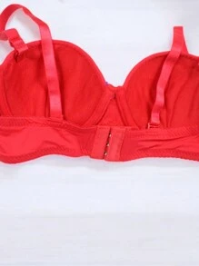 Brasier copa B, con un lindo diseño liso, y pedrería en el medio, ajustable, confortable y suave - Rojo - Ver 6
