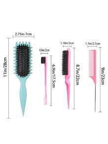 Hair brushes-EU Bộ 4 lược tạo kiểu tóc xoăn - Bao gồm lược tạo kiểu, lược viền tóc, lược tạo độ phồng và lược đuôi nhọn, thích hợp để làm mượt tóc xoăn, chia ngôi và tạo kiểu tóc suôn mượt, dùng được tại nhà và salon. - Nhiều màu - Xem 5
