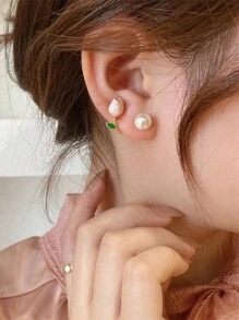 1/3/4件套时尚郁金香花朵吊坠项链耳环套装，适合派对和日常佩戴，完美礼物 - 彩色 - 查看 7