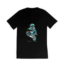 Men's T-Shirt With BIKER Print - Black - View 1